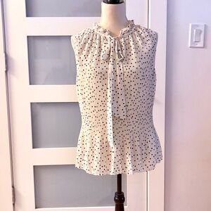 DKNY Cream and Black Polka Dot Blouse